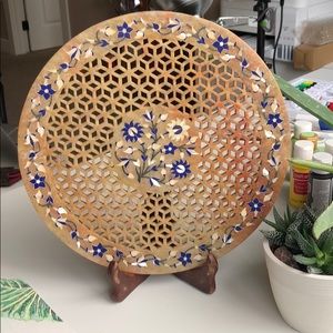 Indian hand carved marble accent decorative plate